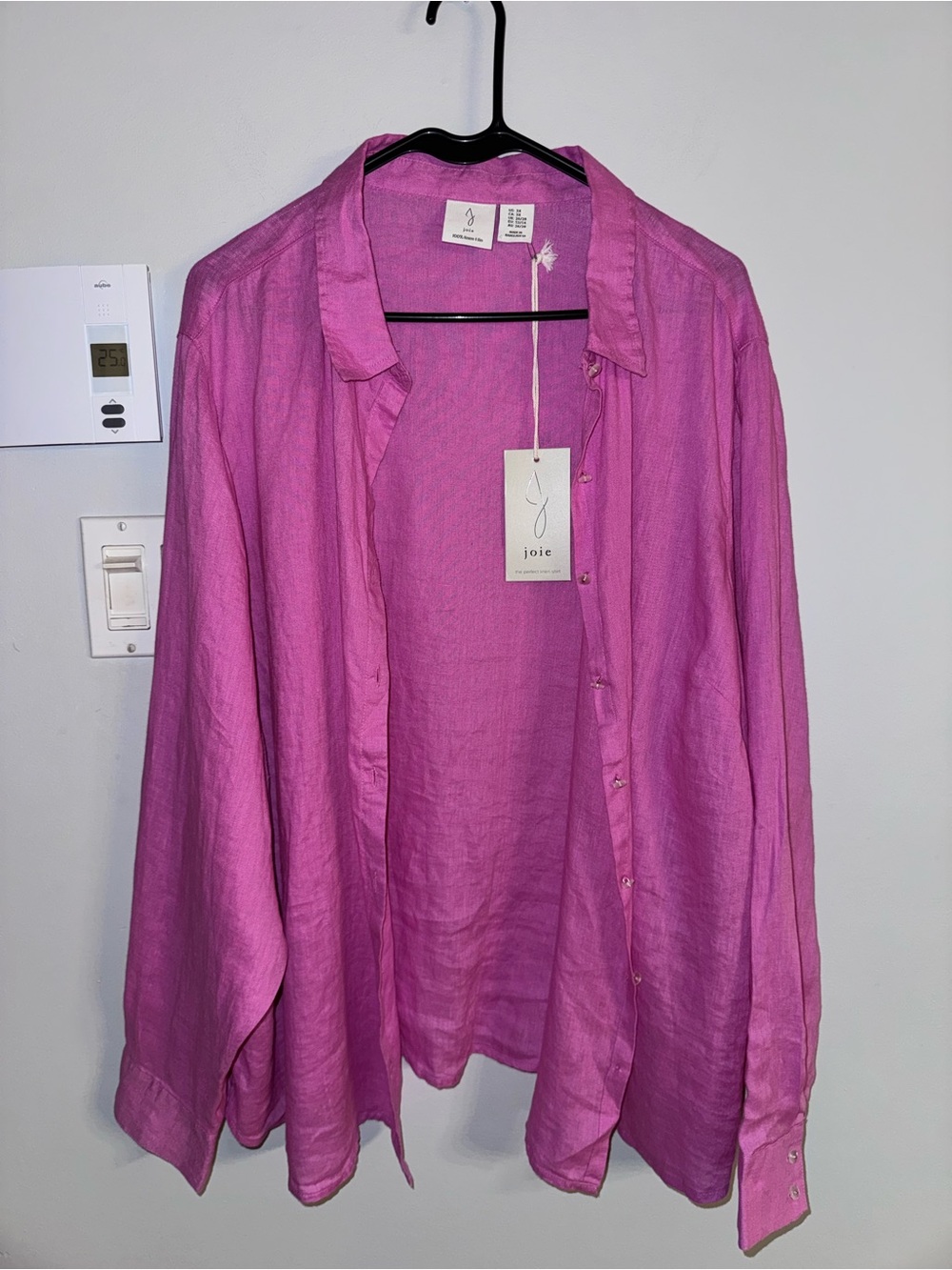 Joie Women’s Pink Button-Up Linen Shirt